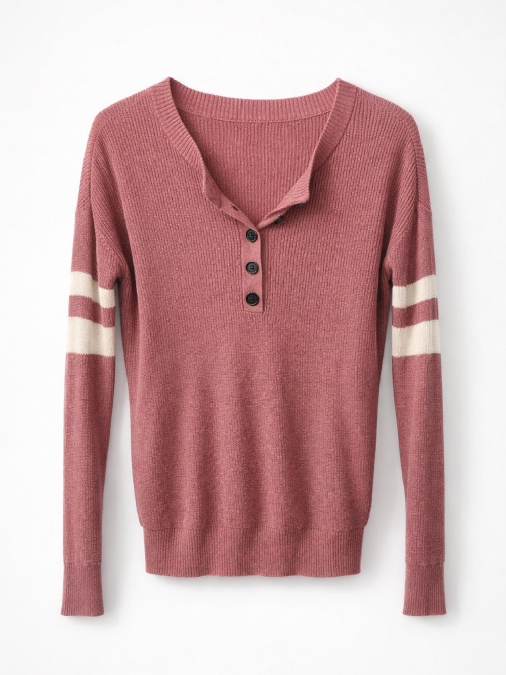 American Eagle Outfitters Mauve Button-Up Henley Sweater (151)